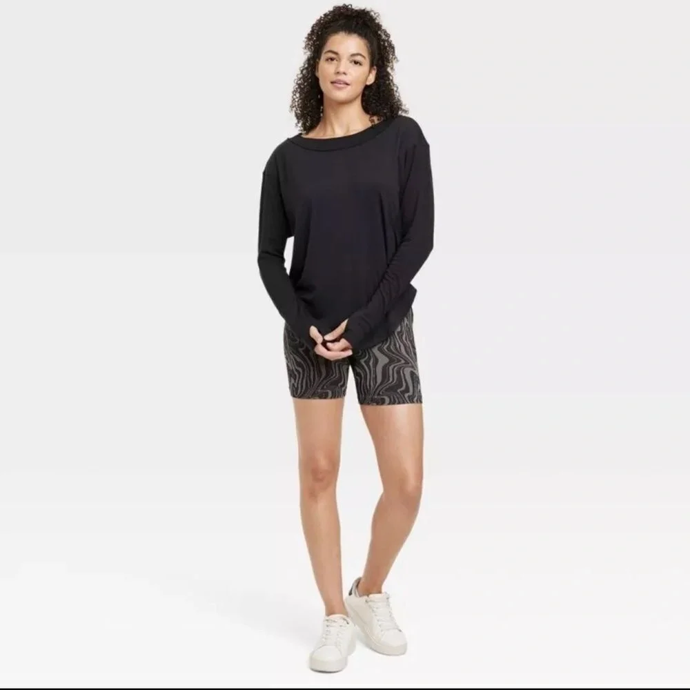 Joy Lab Black Trendy Thumb Hole Sleeve‎ Stretchy Tunic top XXL - Picture 3 of 11